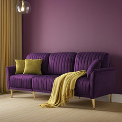 E-Furniture | Majestic Velvet Sofa, Royal Purple