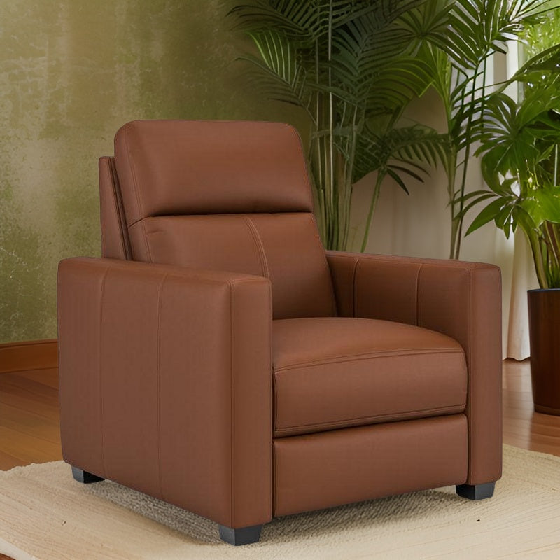 E-Furniture Nevada Single seat Motorised recliner in Choclate brown color leatherrete