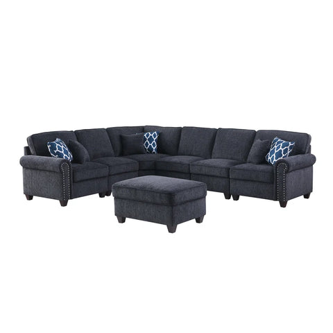Dream viewer Chesterfield  Sectional Sofa Set in Grey Color by E-furniture