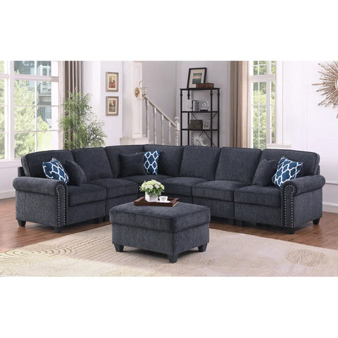 Dream viewer Chesterfield  Sectional Sofa Set in Grey Color by E-furniture
