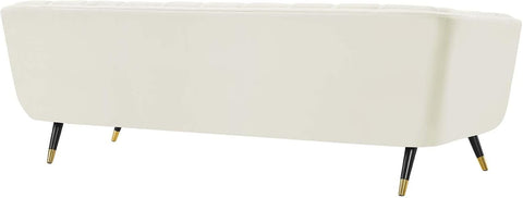 Curved Serenity | Modern White Tufted Sectional Sofa