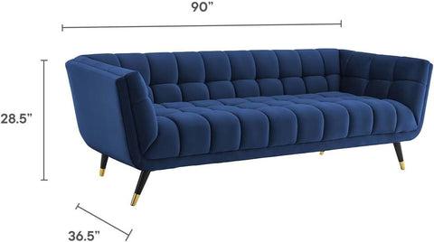 Regal Blue | Tufted Velvet Sofa, Modern Elegance