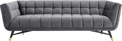 Urban Chic | Modern Tufted Velvet Sofa, Grey Elegance
