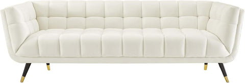 Curved Serenity | Modern White Tufted Sectional Sofa