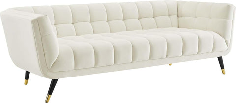 Curved Serenity | Modern White Tufted Sectional Sofa