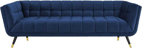 Regal Blue | Tufted Velvet Sofa, Modern Elegance