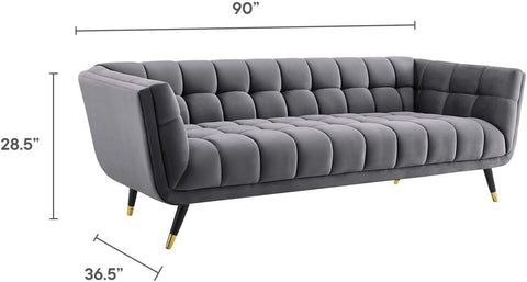 Urban Chic | Modern Tufted Velvet Sofa, Grey Elegance
