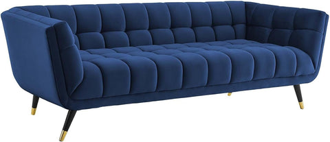 Regal Blue | Tufted Velvet Sofa, Modern Elegance