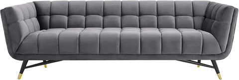 Urban Chic | Modern Tufted Velvet Sofa, Grey Elegance