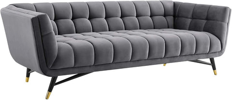 Urban Chic | Modern Tufted Velvet Sofa, Grey Elegance