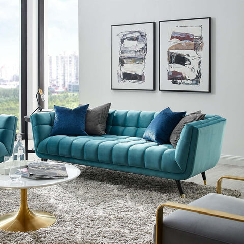 Teal Haven | Modern Tufted Velvet Sofa