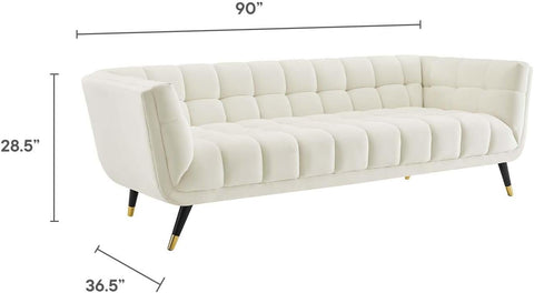 Curved Serenity | Modern White Tufted Sectional Sofa