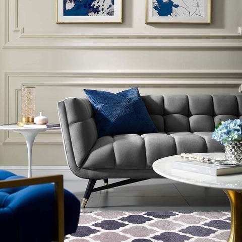 Urban Chic | Modern Tufted Velvet Sofa, Grey Elegance