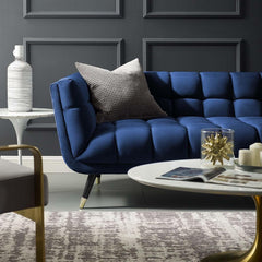 Regal Blue | Tufted Velvet Sofa, Modern Elegance