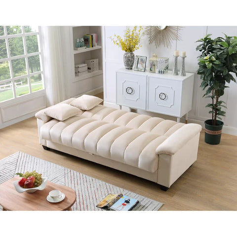 E-Furniture Trello Sofa Cum Bed | Sofa Cum Bed In Cream Color
