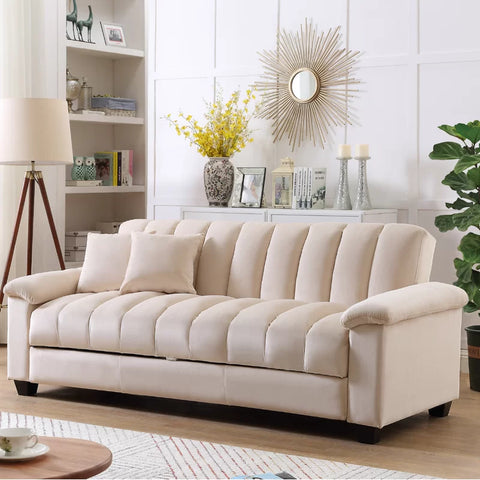 E-Furniture Trello Sofa Cum Bed | Sofa Cum Bed In Cream Color