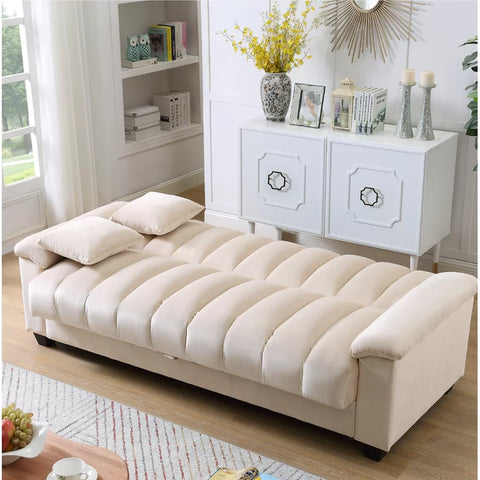 E-Furniture Trello Sofa Cum Bed | Sofa Cum Bed In Cream Color