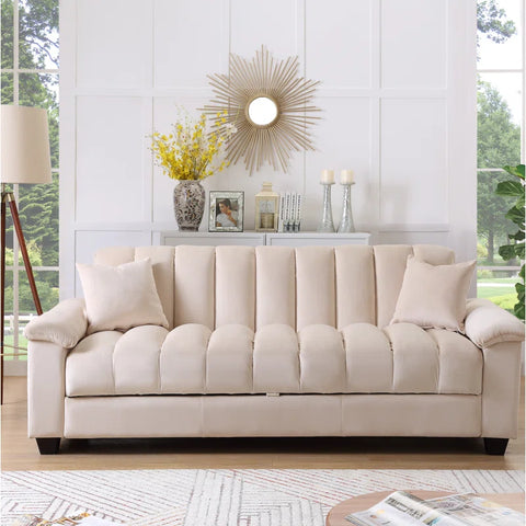 E-Furniture Trello Sofa Cum Bed | Sofa Cum Bed In Cream Color