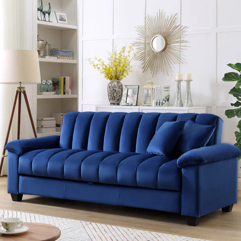 E-Furniture Trello Sofa Cum Bed | Sofa Cum Bed In Blue Color