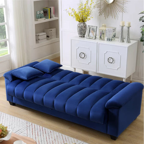E-Furniture Trello Sofa Cum Bed | Sofa Cum Bed In Blue Color