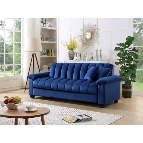 E-Furniture Trello Sofa Cum Bed | Sofa Cum Bed In Blue Color