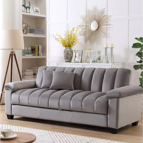 E-Furniture Trello Sofa Cum Bed | Sofa Cum Bed In Grey Color