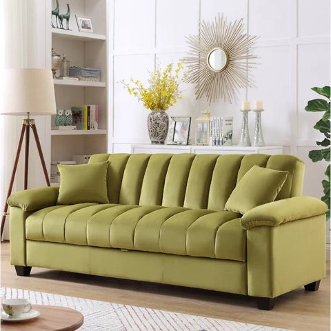 E-Furniture Trello Sofa Cum Bed | Sofa Cum Bed In Green Color
