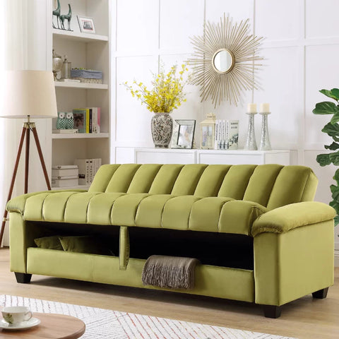 E-Furniture Trello Sofa Cum Bed | Sofa Cum Bed In Green Color