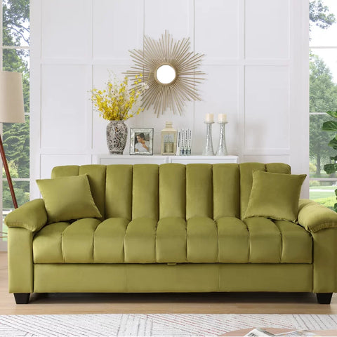 E-Furniture Trello Sofa Cum Bed | Sofa Cum Bed In Green Color