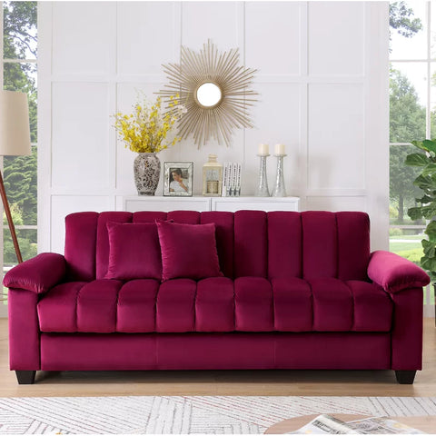 E-Furniture Trello Sofa Cum Bed | Sofa Cum Bed In maroon Color