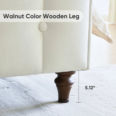 Regal Elegance with the E-Furniture Queen Size Velvet Upholstered Sleigh Bed In Cream Color