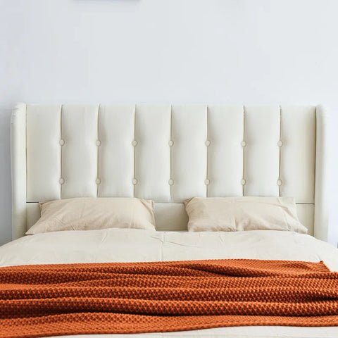 Regal Elegance with the E-Furniture King Size Velvet Upholstered Sleigh Bed In Cream Color