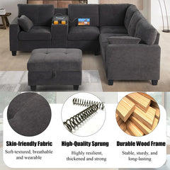 JIRA Sectional Sofa Set in Dark grey Color by E-furniture