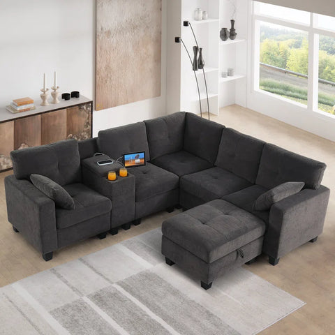 JIRA Sectional Sofa Set in Dark grey Color by E-furniture
