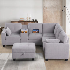 JIRA Sectional Sofa Set in Grey Color by E-furniture
