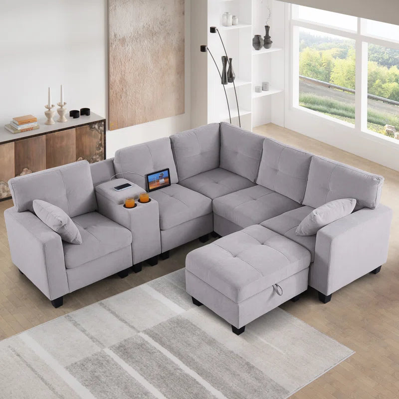 JIRA Sectional Sofa Set in Grey Color by E-furniture