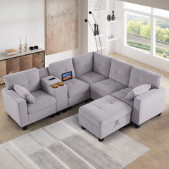 JIRA Sectional Sofa Set in Grey Color by E-furniture