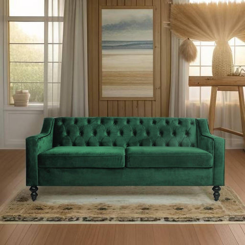 E-FURNITURE Neil 3 Seater Couch Velvet Finish In MultiColour - E-FURNITURE