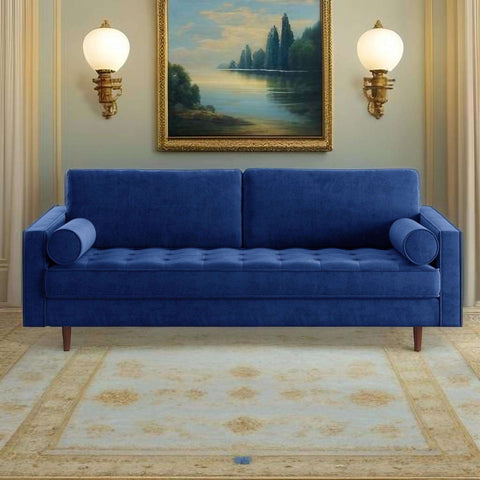 E-Furniture Boston Couch | 5 seater Couch in blue colour - E-FURNITURE