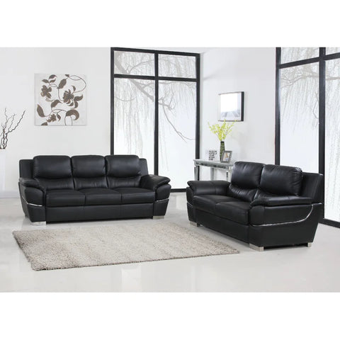 JetBrains Sofa Set In Black Color Leatherette by E-furniture