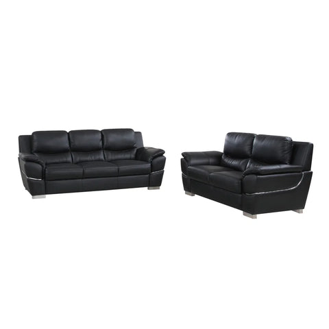 JetBrains Sofa Set In Black Color Leatherette by E-furniture