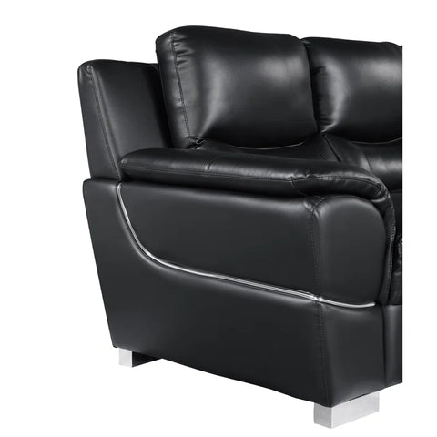 JetBrains Sofa Set In Black Color Leatherette by E-furniture