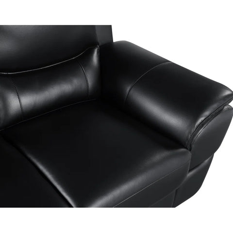 JetBrains Sofa Set In Black Color Leatherette by E-furniture