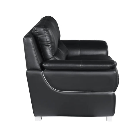 JetBrains Sofa Set In Black Color Leatherette by E-furniture
