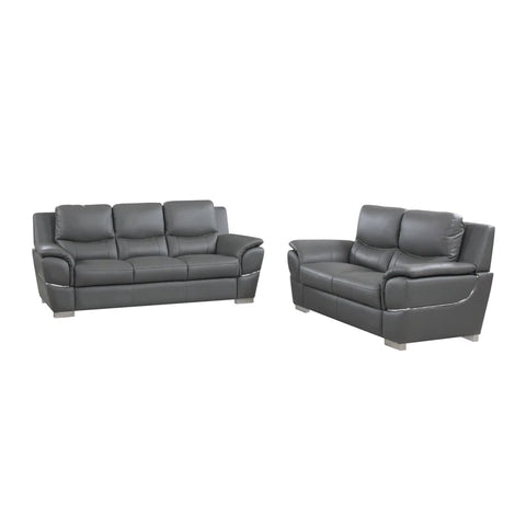JetBrains Sofa Set In Grey Color Leatherette by E-furniture