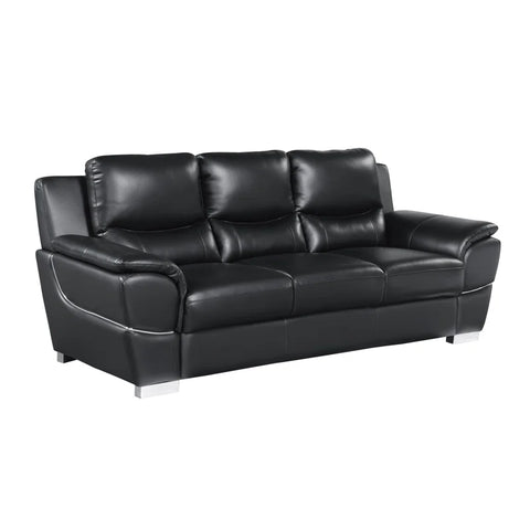 JetBrains Sofa Set In Black Color Leatherette by E-furniture