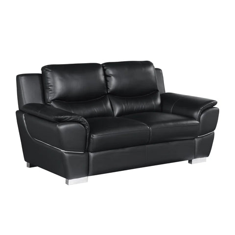 JetBrains Sofa Set In Black Color Leatherette by E-furniture
