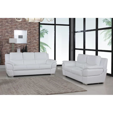 JetBrains Sofa Set In White Color Leatherette by E-furniture