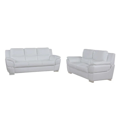 JetBrains Sofa Set In White Color Leatherette by E-furniture