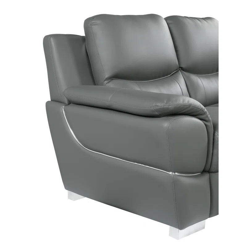 JetBrains Sofa Set In Grey Color Leatherette by E-furniture